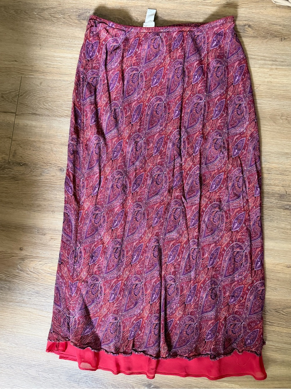 J. Jill Red and Purple Paisley Maxi Skirt